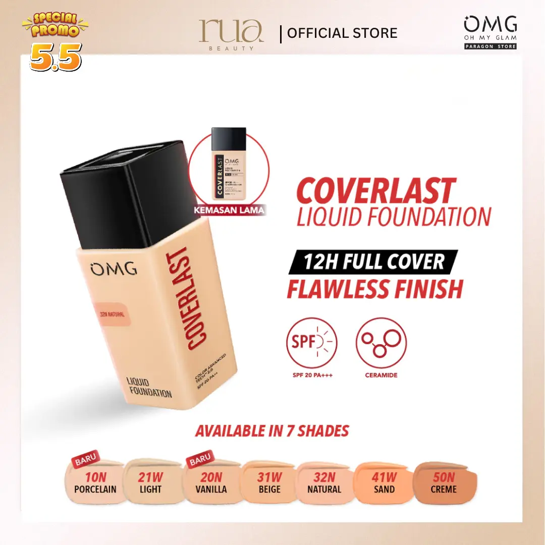 KUKUHOUSE - NEW SHADE OMG CoverLast Liquid Foundation Alas Bedak | Oh My Glam SPF 20 PA++ Oil Control Long Last 25ml