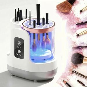 3-in-1電動メイクブラシクリーナー（乾燥ラック付き）、ポータブルUSB自動美容掃除ツール、ほとんどのサイズに対応、3個以上のブラシを掃除可能
