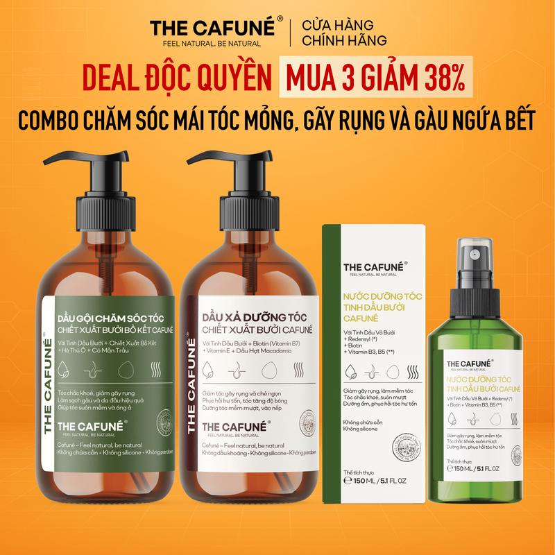Combo Dầu Gội Bưởi, Bồ Kết, Dầu Xả The Cafuné 450ml Dưỡng Tóc Dầu Gội & Dầu Xả Không Chứa Paraben và Silicone