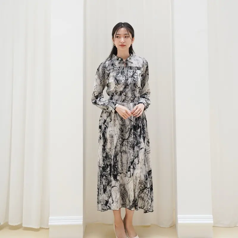 KC - ADA BIG SIZE Millia Dress - dua ukuran gaun wanita midi Motif marble Baju Casual 1