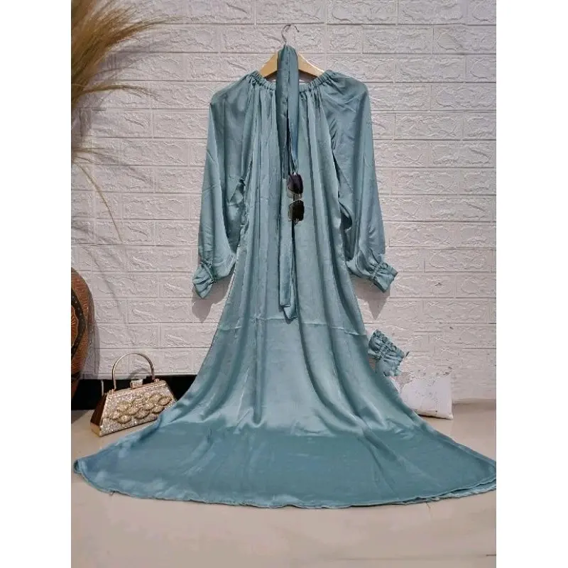 Shahrini Gamis Shimmer shilk Gamis Wanita Terbaru Dres Maxi Mewah Fashion Muslim Polos 4