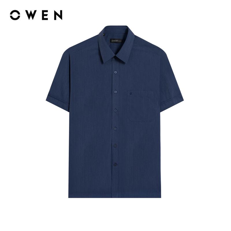  OWEN - Áo sơ mi ngắn tay nam Body Fit AB258041NT Có túi chất liệu Poly Rayon Menswear 