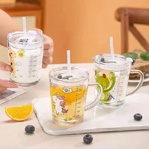 GELAS MINUM KACA ANAK+SEDOTAN 400ML