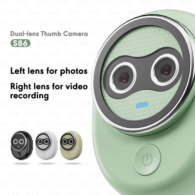 s86 Máy ảnh mini cỡ ngón tay với camera kép, màn hình cảm ứng 1,47", 4K 12MP,…