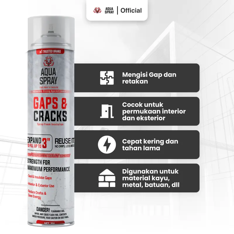Aqua Spray - Gaps & Cracks 750ml - Foam Spray Penambal Celah dan Lubang Terbaru 2