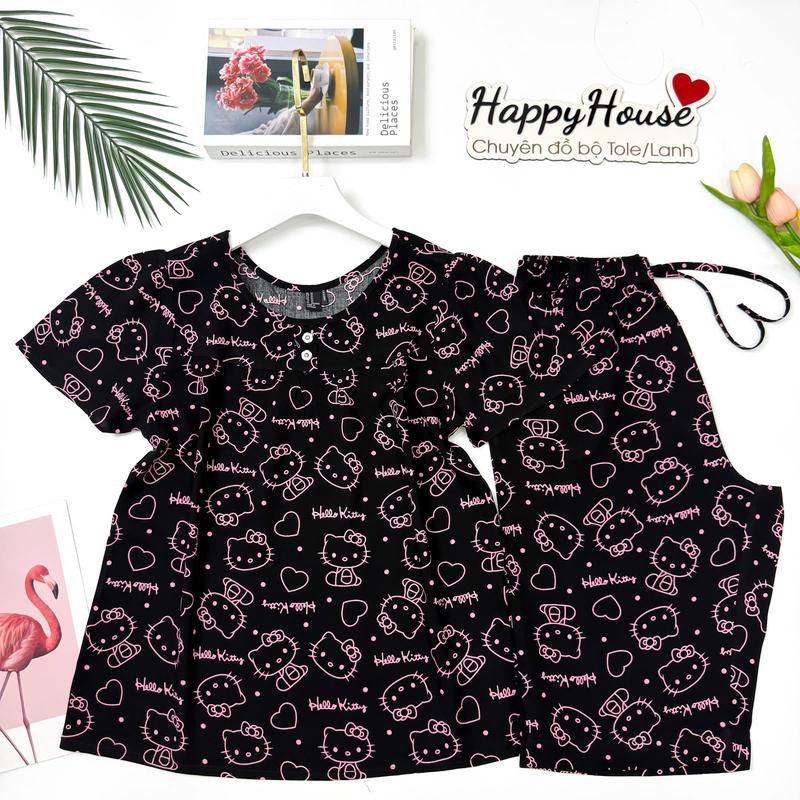 Bộ Lanh Lửng Tay Ngắn Phối Nút VNXK F21 - Đồ Tole Mặc Nhà Cho Nữ - Đồ ngủ cho nữ