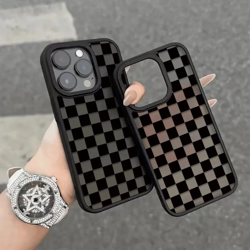 Ốp điện thoại, màu đen mờ, cao cấp, lưới vuông đen toàn màn hình, phù hợp với iPhone 17promax 11promax 11 12 13 14 pro max 15promax 16promax 16pro 15pro, ốp bảo vệ chống rơi.