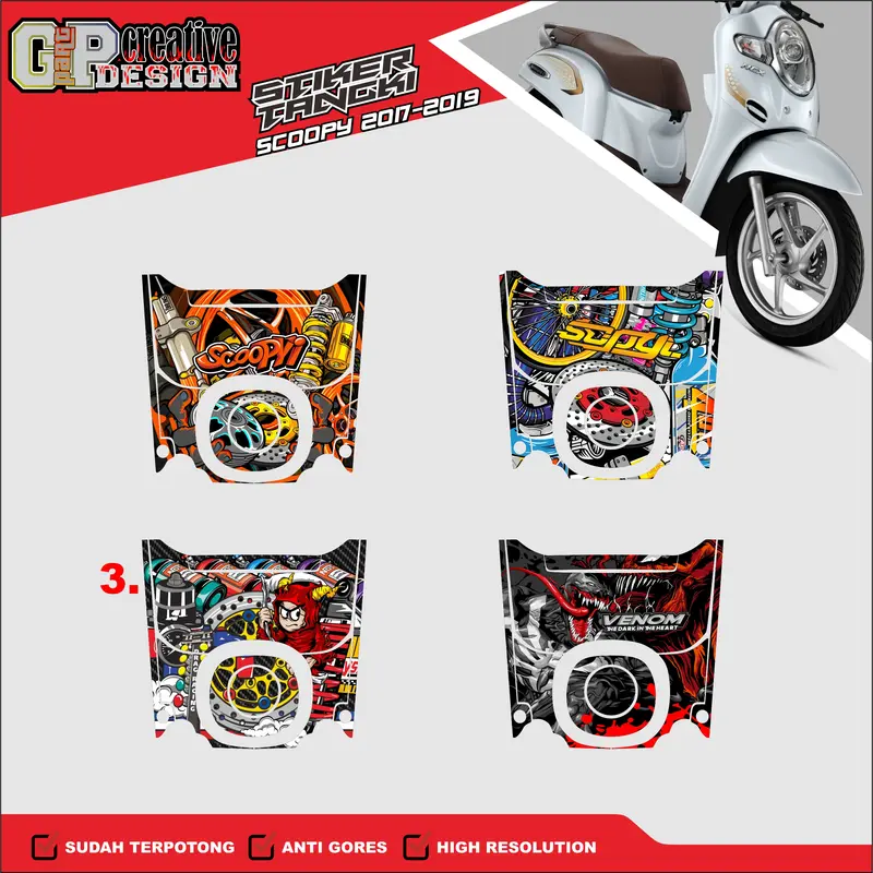 Stiker Tangki Bensin Scoopy 2017-2020 Sticker Tengki Motor Honda Scoopy Fi New 0