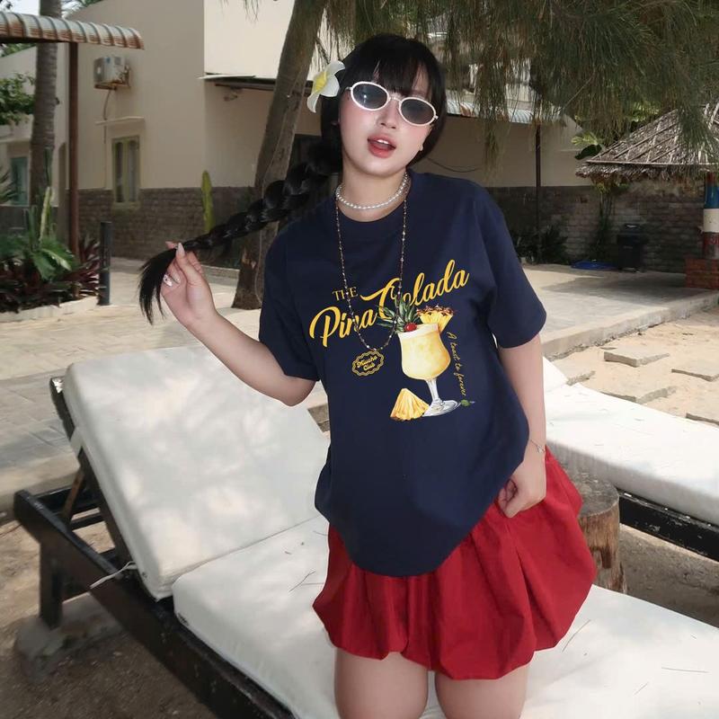 Áo thun boxy chill vibes 2104 Miucho cổ tròn vải cotton 2c 250gsm đứng form in mix 6