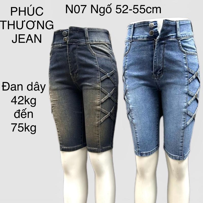  N07 Ngố jean nữ 2 nút,kiểu đan dây từ 42kg đến 75kg,cotton nhiều màu lưng cao,co giãn thoải mái Women Denim Pants Nho Voi Kem quần  sọc 
