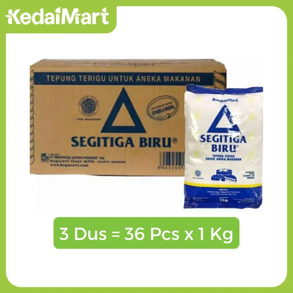 Tepung Terigu Segitiga Biru 1 Kg Dus x 3