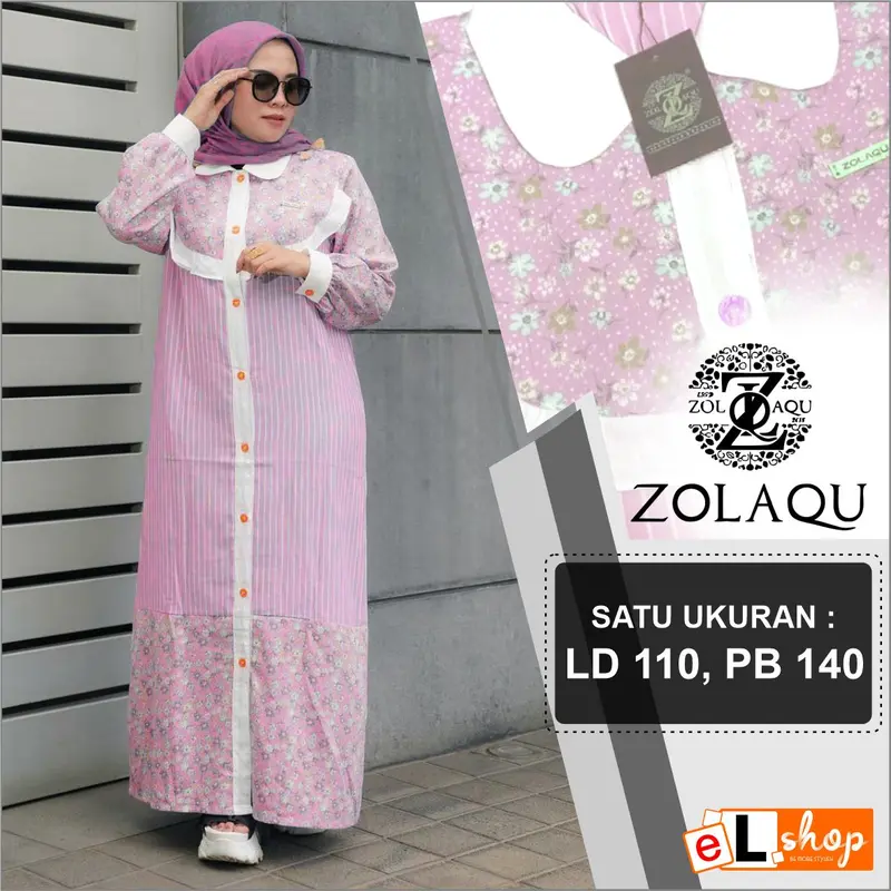 GAMIS ZOLAQU ORIGINAL TERBARU 2023 Baju Wanita Model Sekarang Ori Asli Dres Hijab Style Modern Jumbo Official Store Katun Muslim 5
