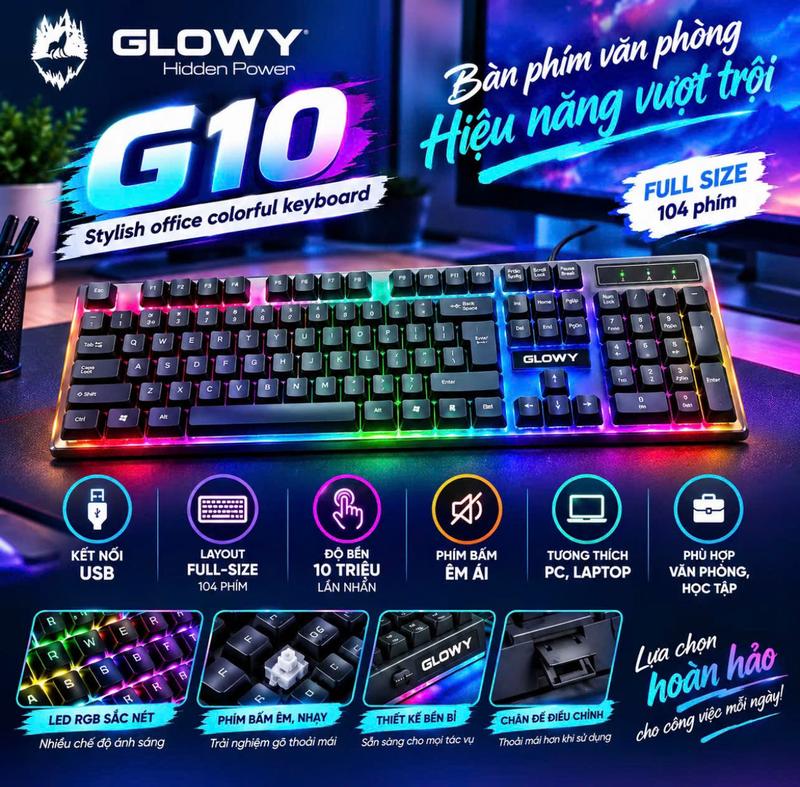 Bàn phím LED G10 có dây - Chơi game văn phòng