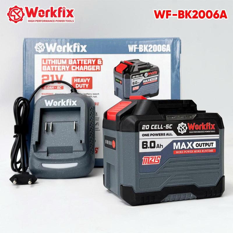  Workfix 20 Cell 6Ah - WF-BK2006A - Mạch 4 Mosfet - Chân Pin Phổ Thông - Vỏ Abs Chống Va Đập - Chuyên Dùng Cho Khoan Bê Tông Mài bulong Cưa... 