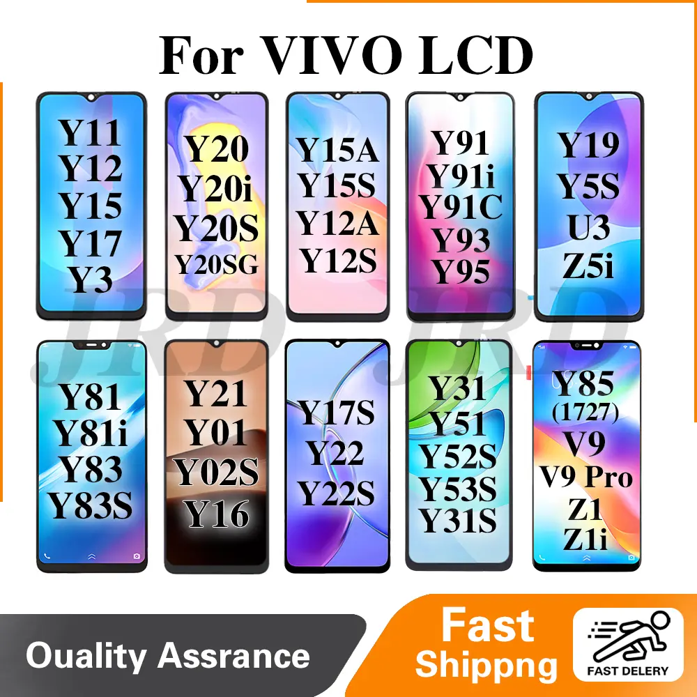 For Vivo LCD Vivo Y11 Y12 Y15 Y17 Y3 Y3S 2019 Y91 Y91i Y91C Y93 Y93S Y95 Y1S Y20 Y20i Y20S Y20SG Y15A Y15S Y12A Y12S Y17S Y22 Y22S Y19 Y5S U3 Z5i Y81 Y81i Y83 Y83S Y85 1727 Y31 Y51 Y52S V9 V9 Pro LCD Digital Touch Screen Display Assembly for Replacement