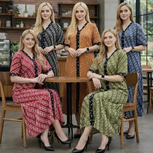 Daster Piyama Seno Ld 120cm Pb 118cm Baju Tidur Wanita Resleting Busui Bahan Rayon Dress Motif Kimono Salur Pendek Ibu Dewasa Nyaman Fungsional Remaja Menyusui