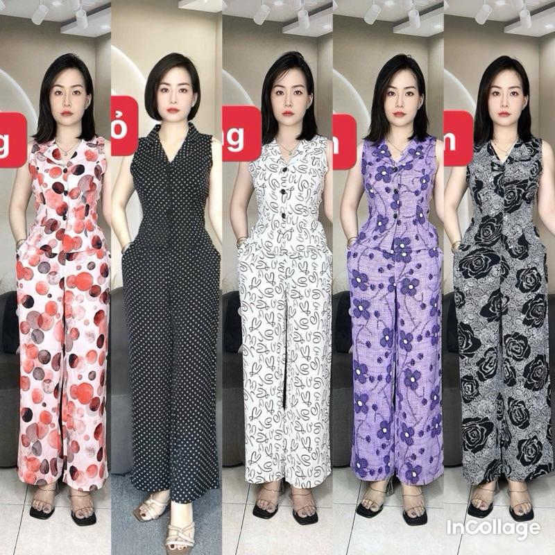 CỔ VEST ĐỒ BỘ NỮ CỔ VEST quần dài suông có túi lụa mango loại 1