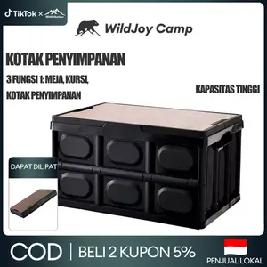WildJoy Camp Kotak Penyimpanan Penutup Kayu Multi Fungsi Dengan Pegangan Box Organizer Lipat Outdoor Piknik Camping Wadah Foldable Storage Box Organizer Kotak Penyimpanan Foldable