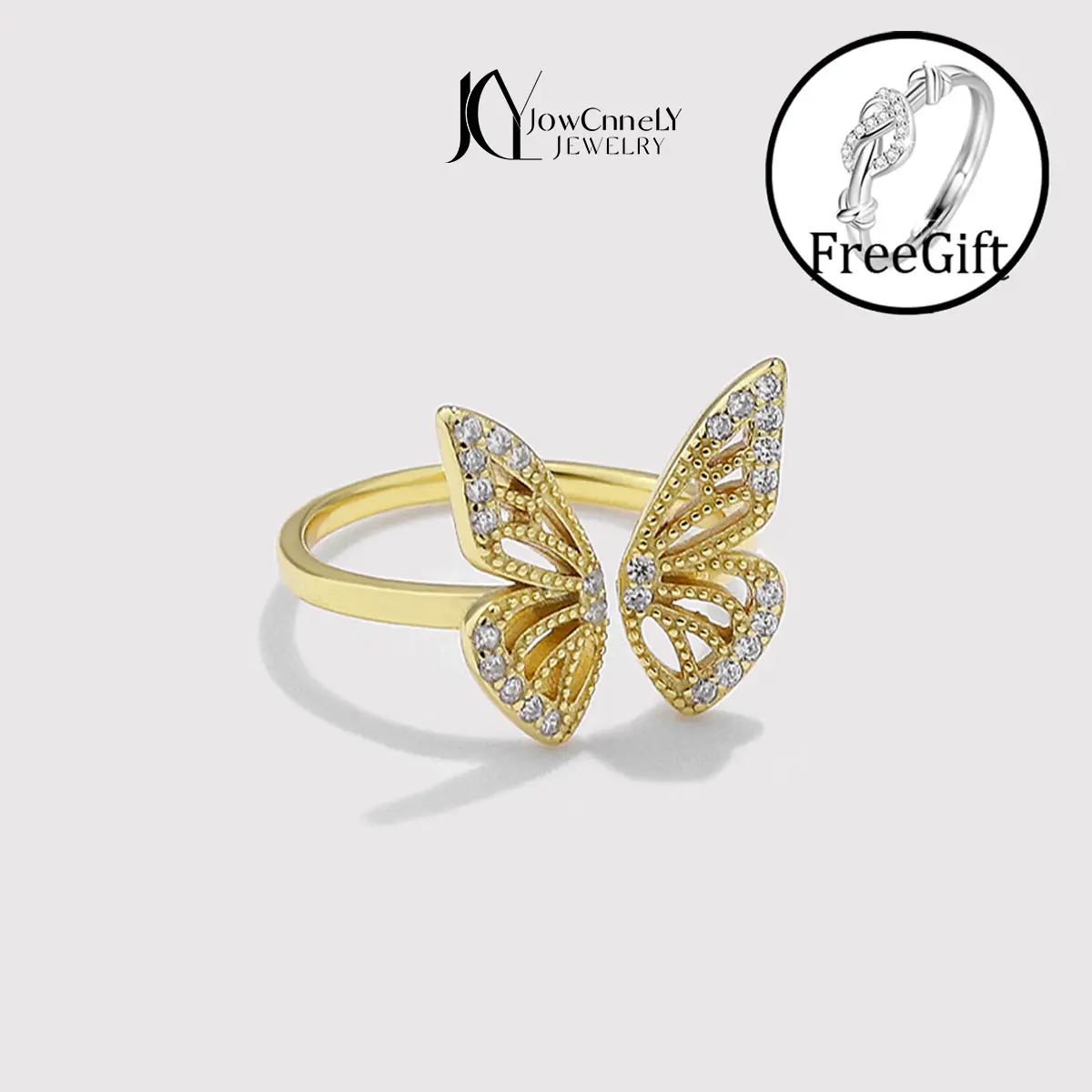 Nhẫn Có Thể Điều Chỉnh Thiết Kế Hình Bướm, Bạc Sterling 925, Phong Cách Dễ Thương Và Thanh Lịch, Món Quà Tinh Tế 1 Chiếc, Nhẫn Trái Tim Hợp Kim, [225], Quà Tặng Miễn Phí