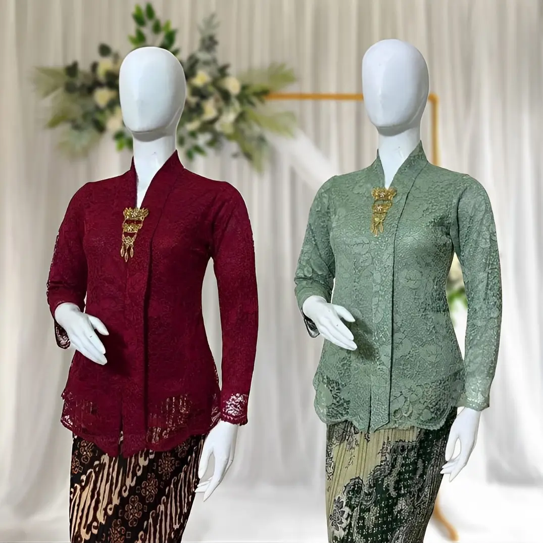 Setelan Kebaya Modern Floy Kartini Brokat Lengan Panjang Rekomendasi Kebaya Kondangan Wisuda Dan Lamaran