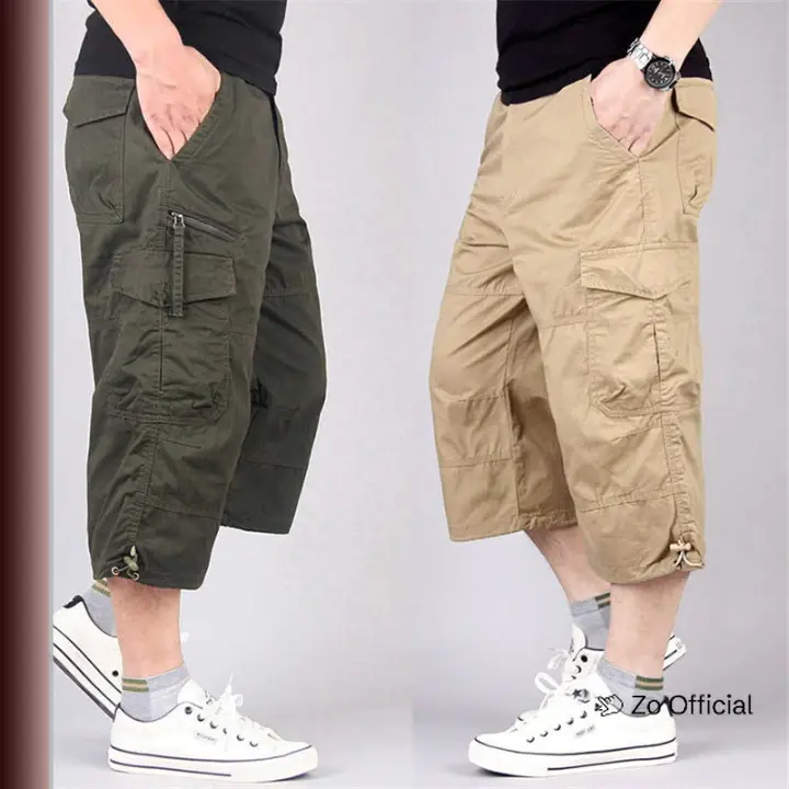 Garvelo Belerizza Celana Pendek Cargo Pria Bahan Katun Chino panjang 3/4 Model Casual Kualitas Distro 0