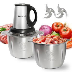 MONMECD  3L Meat Grinder Electric Food Processor Stainless Steel Meat Blender Food Chopper for Meat Vegetables Fruits