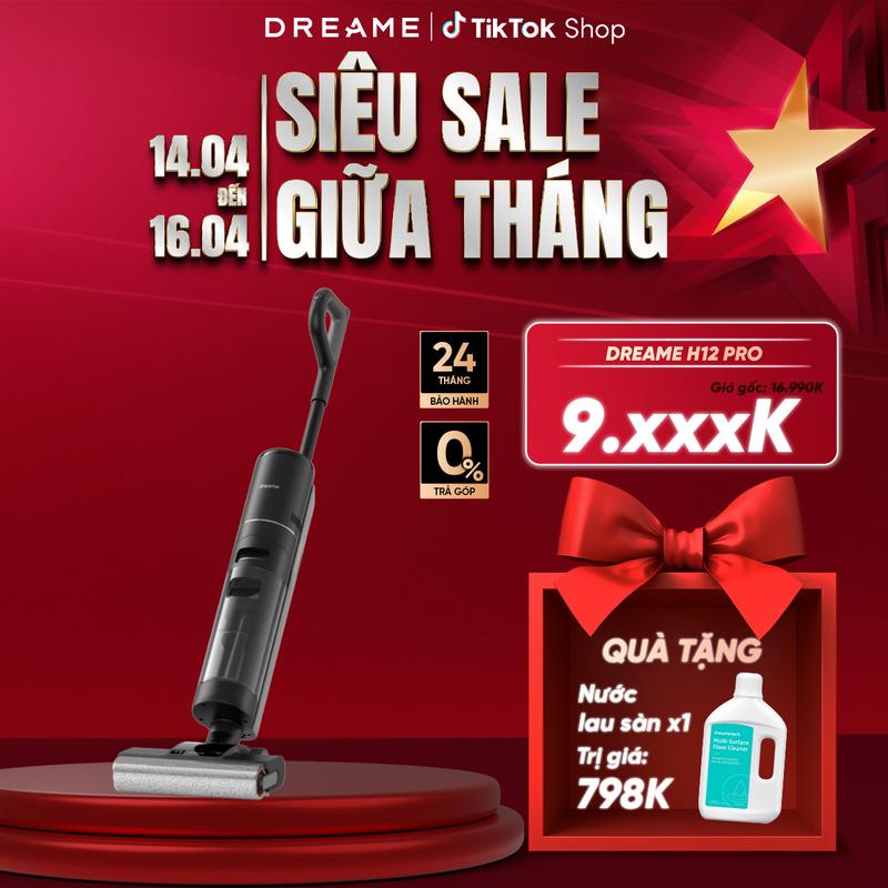 [TẶNG 1 chai NLS 1L] Máy Lau Sàn Máy Hút Bụi Tự  Làm Sạch Thông Minh Dreame H12 Pro - Hàng chính hãng - Phiên bản quốc tế
