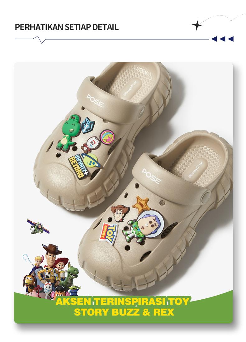 【Disney Penjualan kilat waktu terbatas】【Bebas biaya kirim】POSE Pioneer x Disney  sandal Anti-selip Nyaman Bernapas menambah tinggi badan Sol tebal dalam di luar ruangan bepergian pria dan wanita pasangan Santai canggih kualitas Dingin P2244631 32 33 34