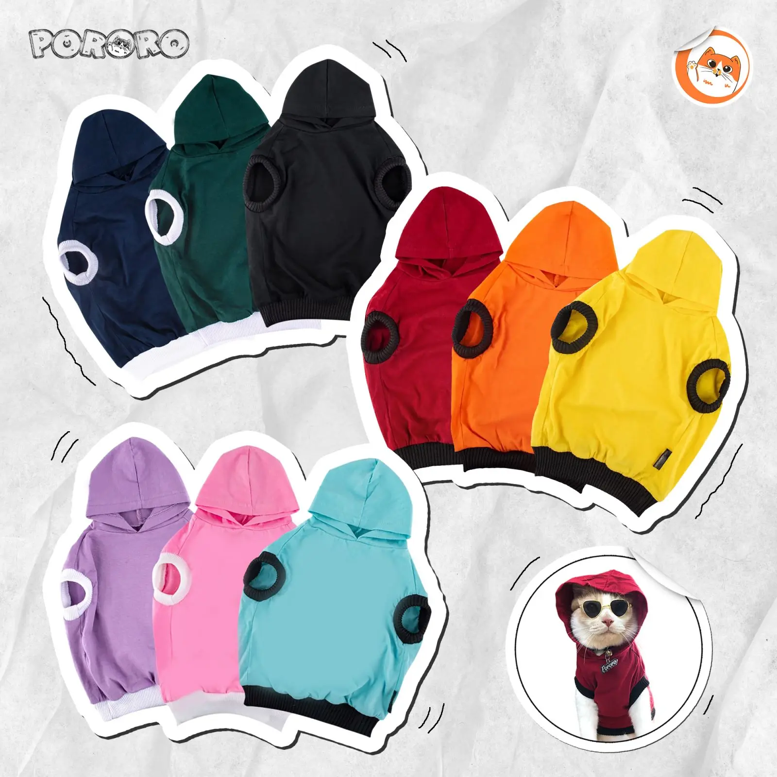 PORORO Baju Kucing Lucu Murah Aksesoris Hewan Hoodie