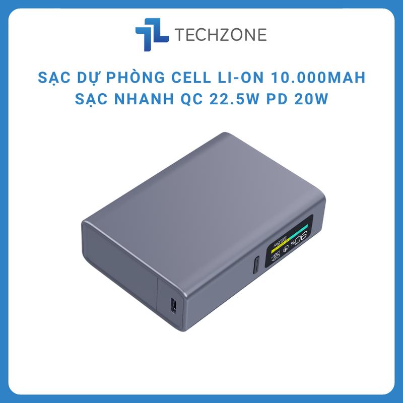 [VBB] Sạc dự phòng mini TECHZONE TZ94 10000mAh Cell pin Li-on 21700, TypeC PD 20W và QC3.0 22.5W