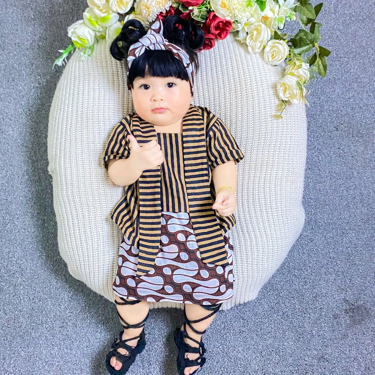 Kebaya Lurik Bayi dan Anak Perempuan (3 bulan-4tahun) | Setelan Kebaya Lurik Tradisional anak perempuan | Kebaya tedhak siten anak