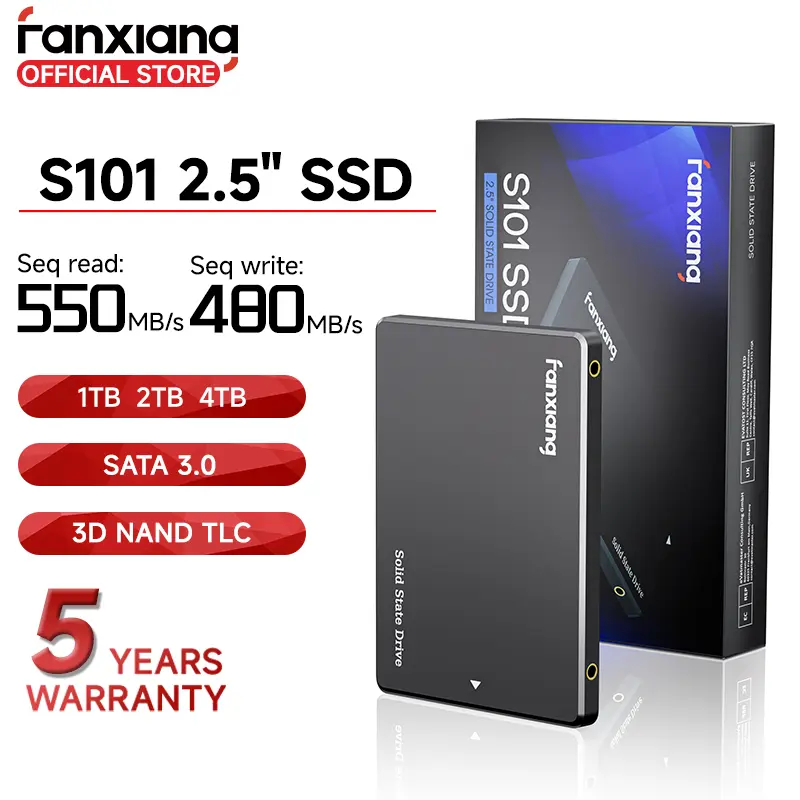 Fanxiang S101, 2.5“ SATA SSD, 128GB, 256GB, 512GB, TLC, 6Gbps, Tương thích với PC, Máy tính xách tay, PS4