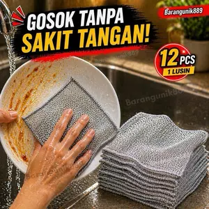 1 LUSIN (12pcs) Lap Kawat Cuci Piring Serbaguna Kain Kawat Anti Karat Tidak Melukai Tangan Angkat Kerak Ringan Awet Bisa Dicuci Ulang Untuk Dapur & Rumah  Barangunik889