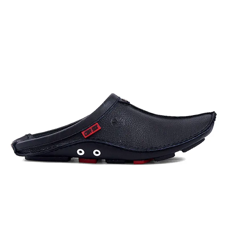 CBR SIX / Sepatu sandal pria / Model mule bustong / Bahan kulit asli / Sol karet super lentur / Warna hitam / Formal resmi santa kerja kantor / HMC 527 Shoes Sendal 1