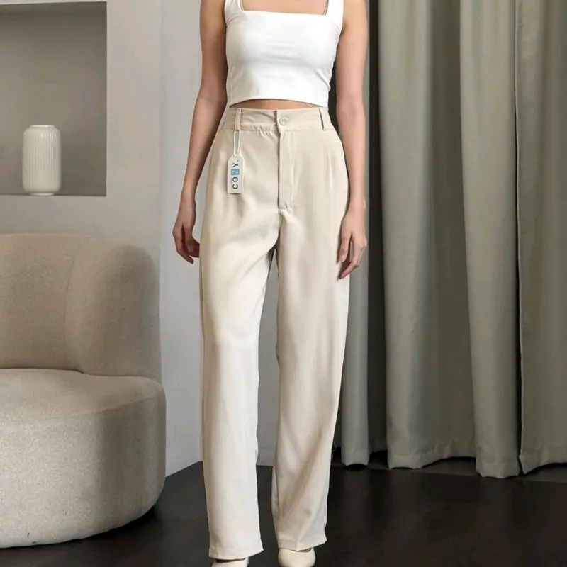 Classic Loose Pants - Celana Highwaist Anti Kusut - Trousers Kantor Formal / Casual Long Cullote Celana Kulot Highwaist Loose Pants Trousers - Celana Kulot Wanita Anti Kusut Premium 1