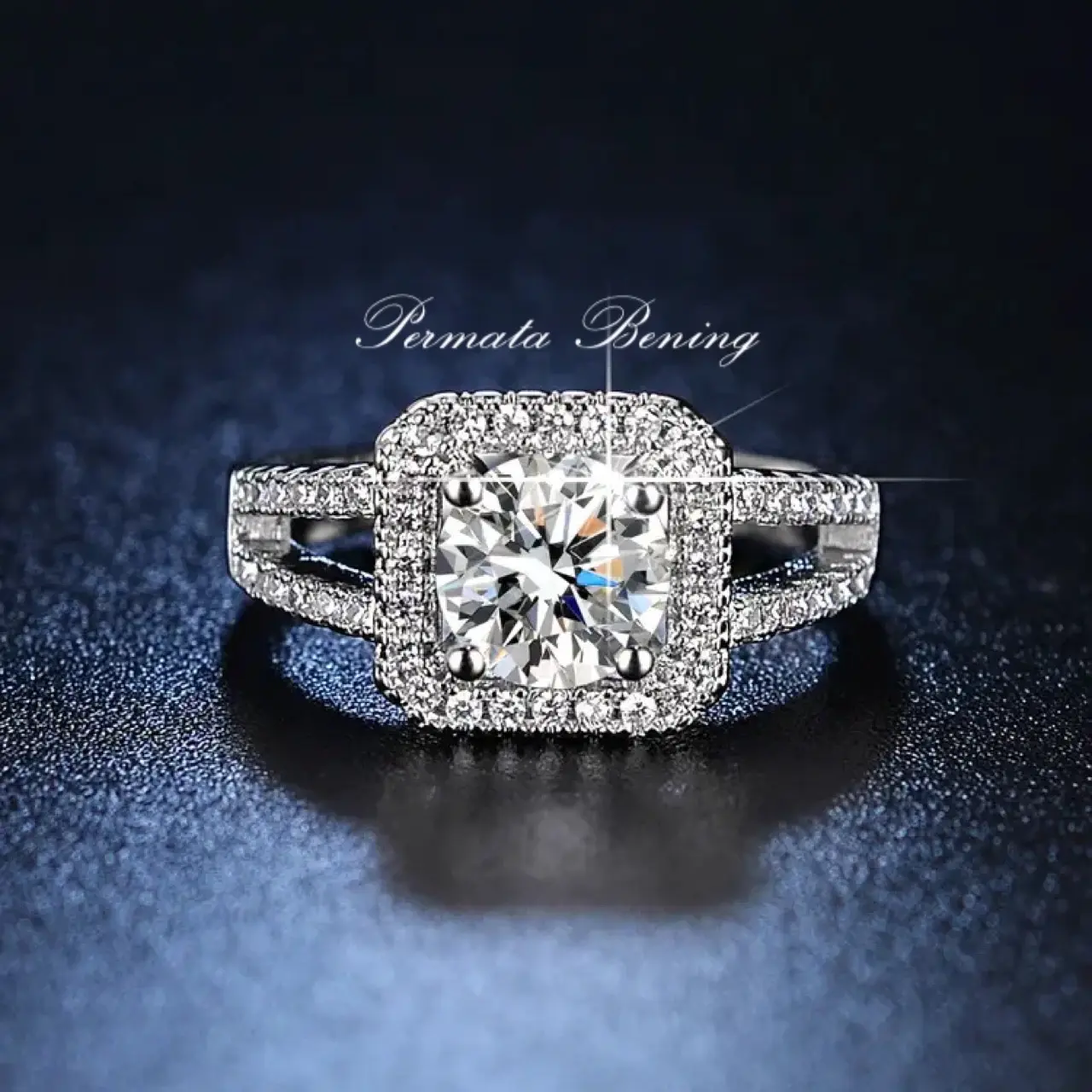 Permata Bening Cincin Wanita Perhiasan Mewah Cantik Elegan Estetik Ring Adjustable Dengan Diamond Zirconia Original ( garansi 1 tahun) Anti karat, Anti Luntur