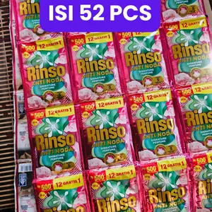 Isi 52pcs Rinso Cair Sabun Cuci Bersih Wangi Cantik kemasan 500an 20ml