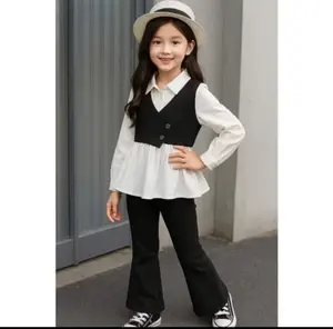 SETELAN ANAK PREMPUAN KOREA KIRANA / TERBARU / HITAM PUTIH / KOREA / BANGKOK / USIA 5-15 THN