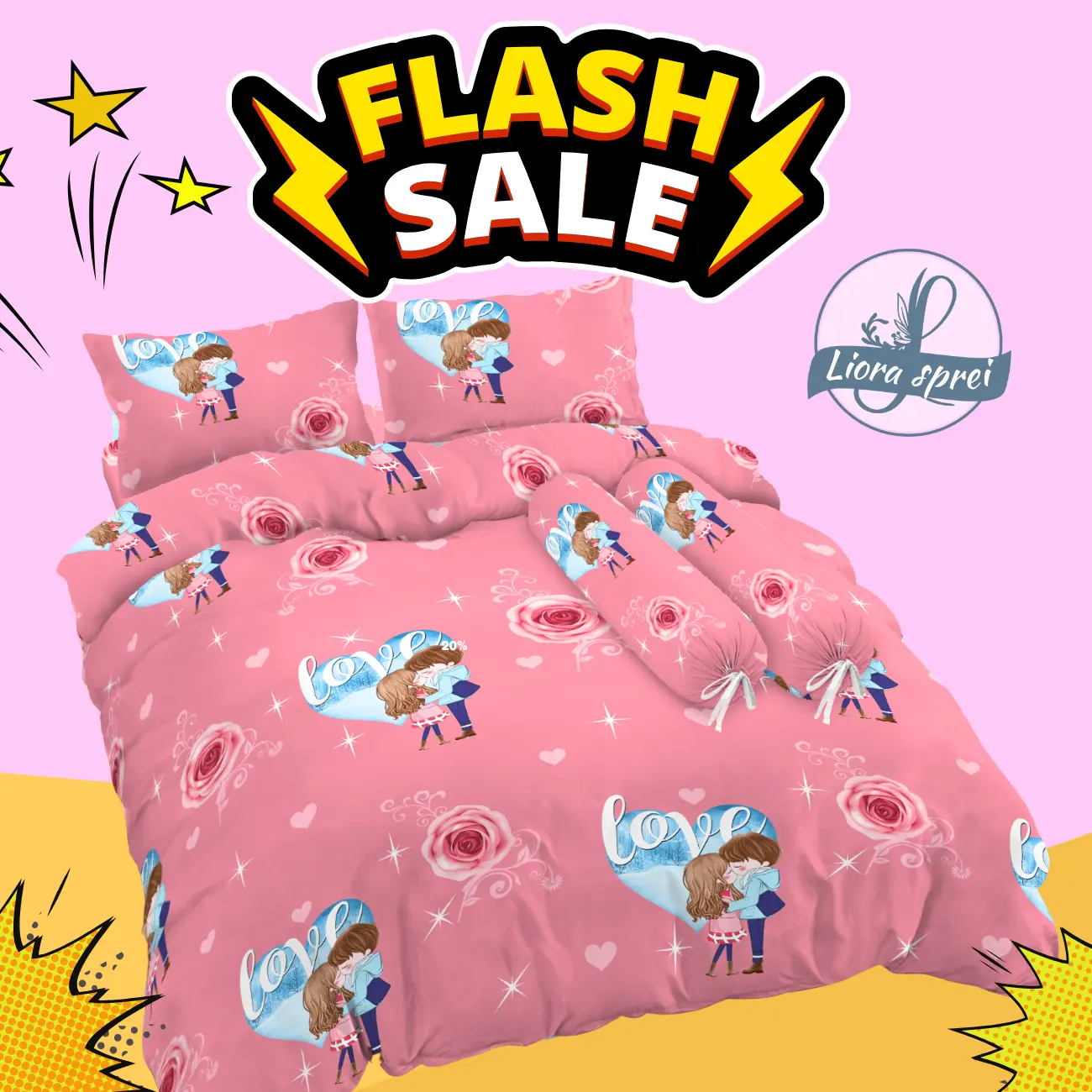Liora New Motif Homemade Bedcover Set King 180x200x20 & Queen 160x200x20 Lembut Untuk Tidur Lembut Dan Nyaman