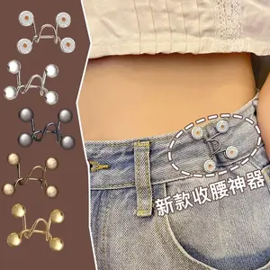 Kancing Jeans Logam Simpel Kait Pengecil Lingkar Pinggang Kancing Pengecil Jeans Kancing Celana Copot Pasang untuk Kenyamanan Sehari-hari