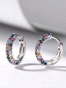 Elegantes Aretes para Mujer con Piedras de Circonia Coloridas, Regalo Perfecto para Fiestas, Reuniones y Festivales, Accesorio de Joyería Estiloso