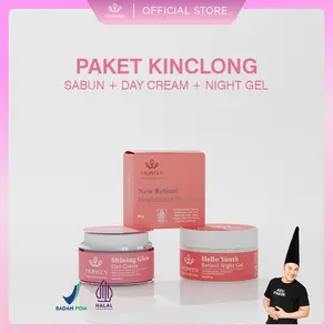 HIQWEEN PAKET KINCLONG ANTI FLEK SABUN + RETINOL NIGHT GEL + SHINING GLOW DAY CREAM Krim Siang Malam Niacinamide Mencerahkan Pencerah Kulit Flek Hitam Melasma