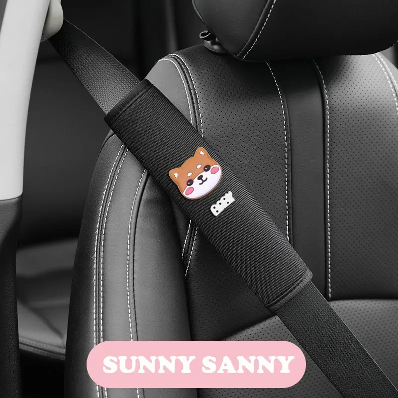 Sarung Cover Seatbelt Mobil Mickey Minnie Corgi Car silikon Blue 5