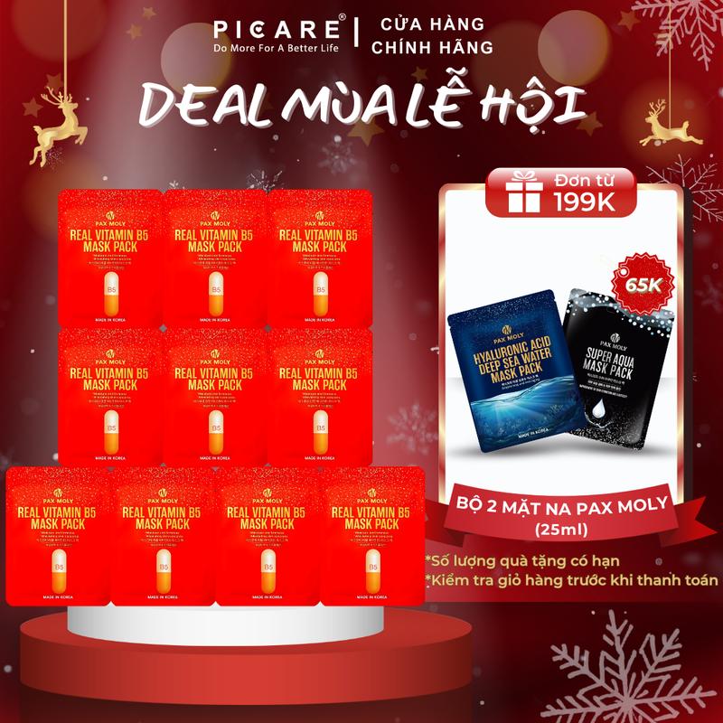  Mặt Nạ Dưỡng Ẩm Làm Dịu Và Làm Mềm Da Khô Da Mất Nước Pax Moly Real Vitamin B5 Mask Pack 25ml   Hộp 10 Miếng   