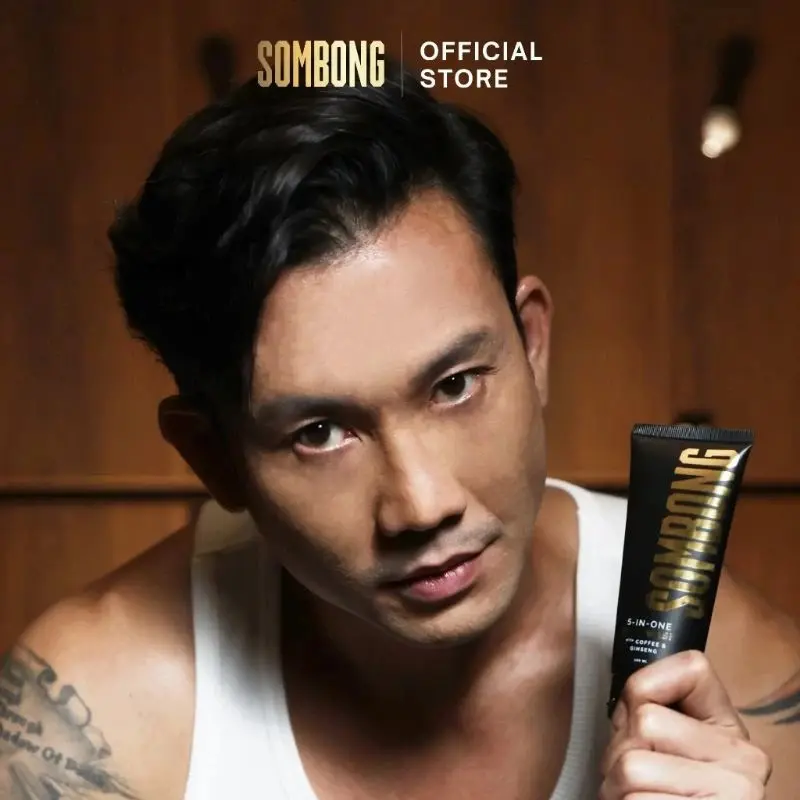 READY STOCK SOMBONG 5-in-1 Face Wash with Coffee & Ginseng Sabun Pembersih Wajah Pria 100 ml 5