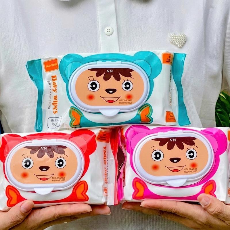 Combo 5 Gói Khăn giấy ướt không mùi không cồn, an toàn cho bé - Loại 300gr - 400gr ( Không Nắp )