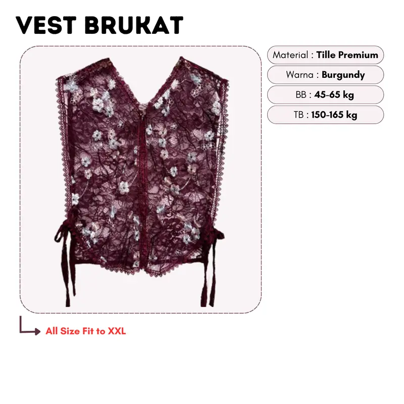 WFD | One Set Wanita (Vest Brukat Burgundy, Kemeja, Rok Plisket) Setelan Kondangan Cantik dan Elegan | GRL 08 4