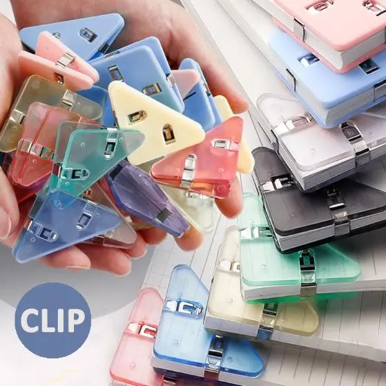 Multifunctional transparent corner clips, triangular file folders for test papers and books, stationery, A4 paper, ticket storage and organization clips 1