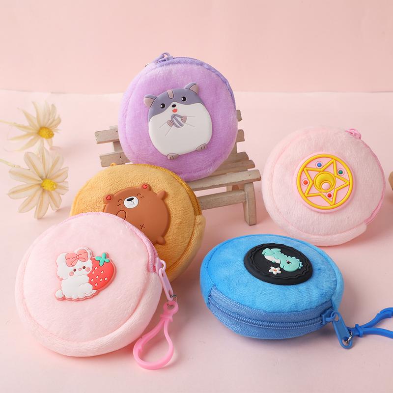 Hộp bao đựng tai nghe dây sạc hình tròn có dây kéo 8cm