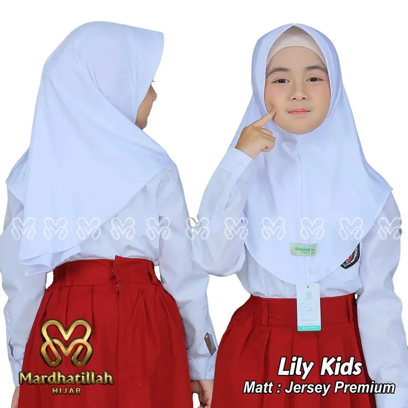 Kerudung Lily kids bergo anak sekolah jersey by mardhatillah hijab Muslim Instan Renda Syari pramuka 0